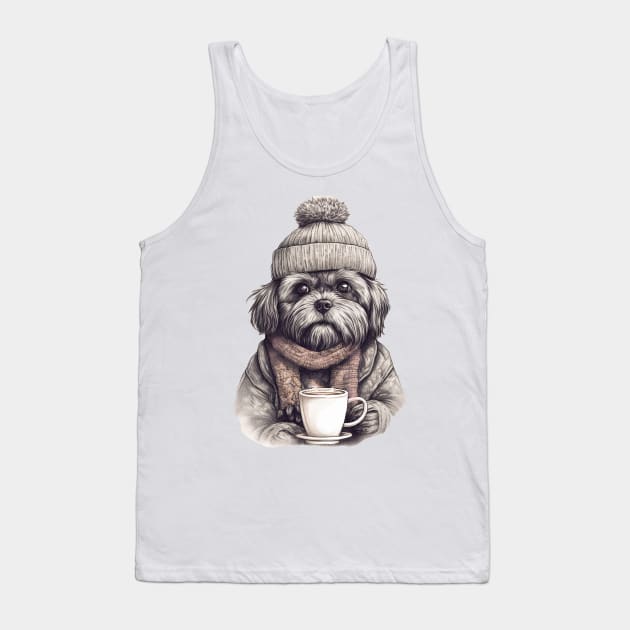 dog and coffee Tank Top by Tees of Joy